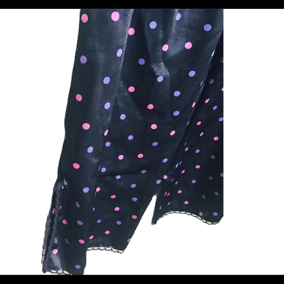 LA SENZA Polka Dot Pyjama Crop Bottoms With Edging Lace Trim Black Size Small - Picture 9 of 10